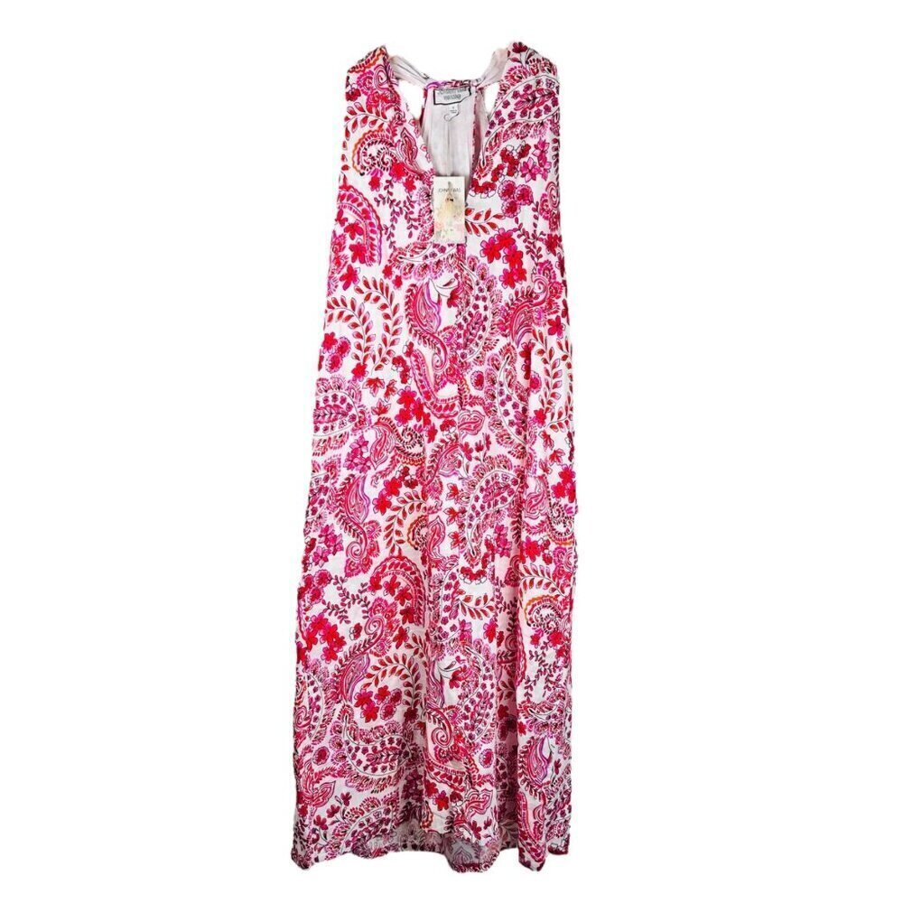 Johnny Was Lillet Size Small Crisscross Linen Dress Lightweight Cruise Holiday F - Picture 3 of 9